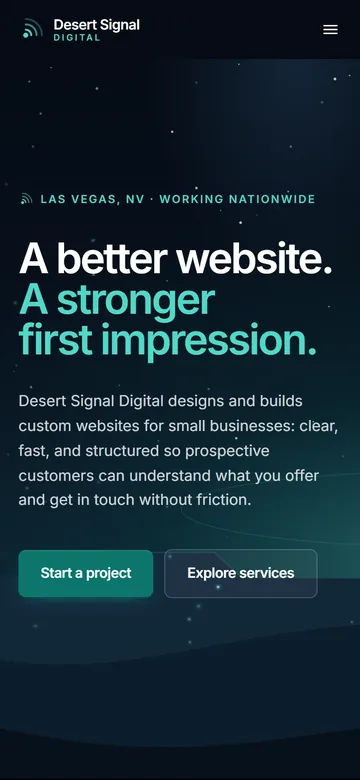 The same homepage on a phone.